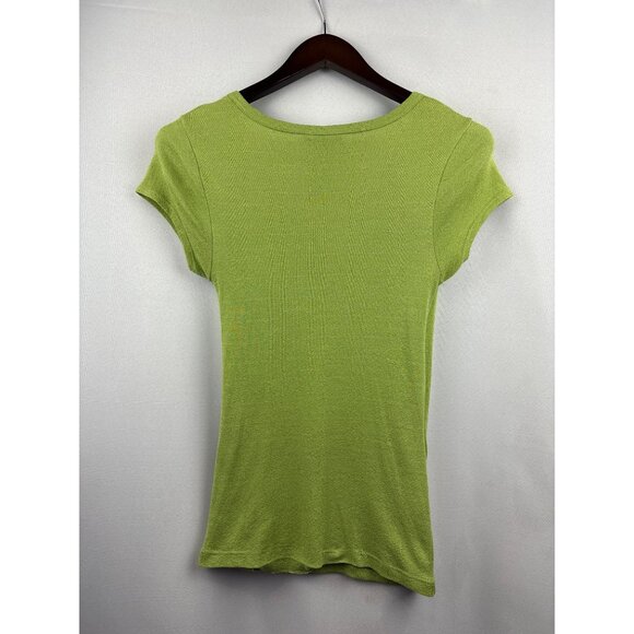 Women’s Michael Stars One Size Green Faux Wrap Short Sleeve Shirt - Picture 3 of 5